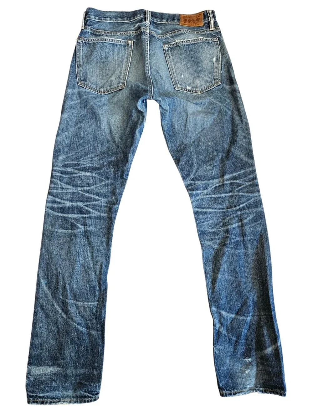 Polo Ralph Lauren Men's Varick Slim Jeans 33x34 Distressed Faded Thrashed Grunge